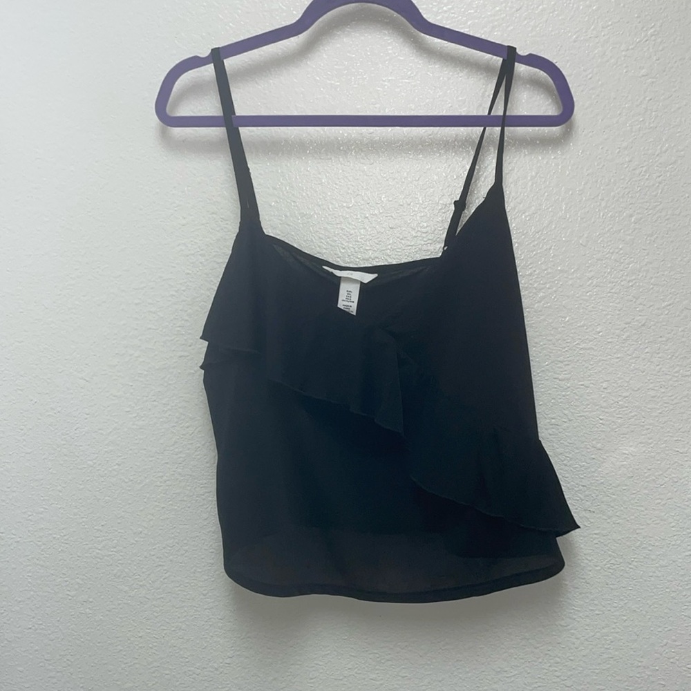 H&M Black Frilly Sheer Sexy Cami Camisole NWT Tank Top